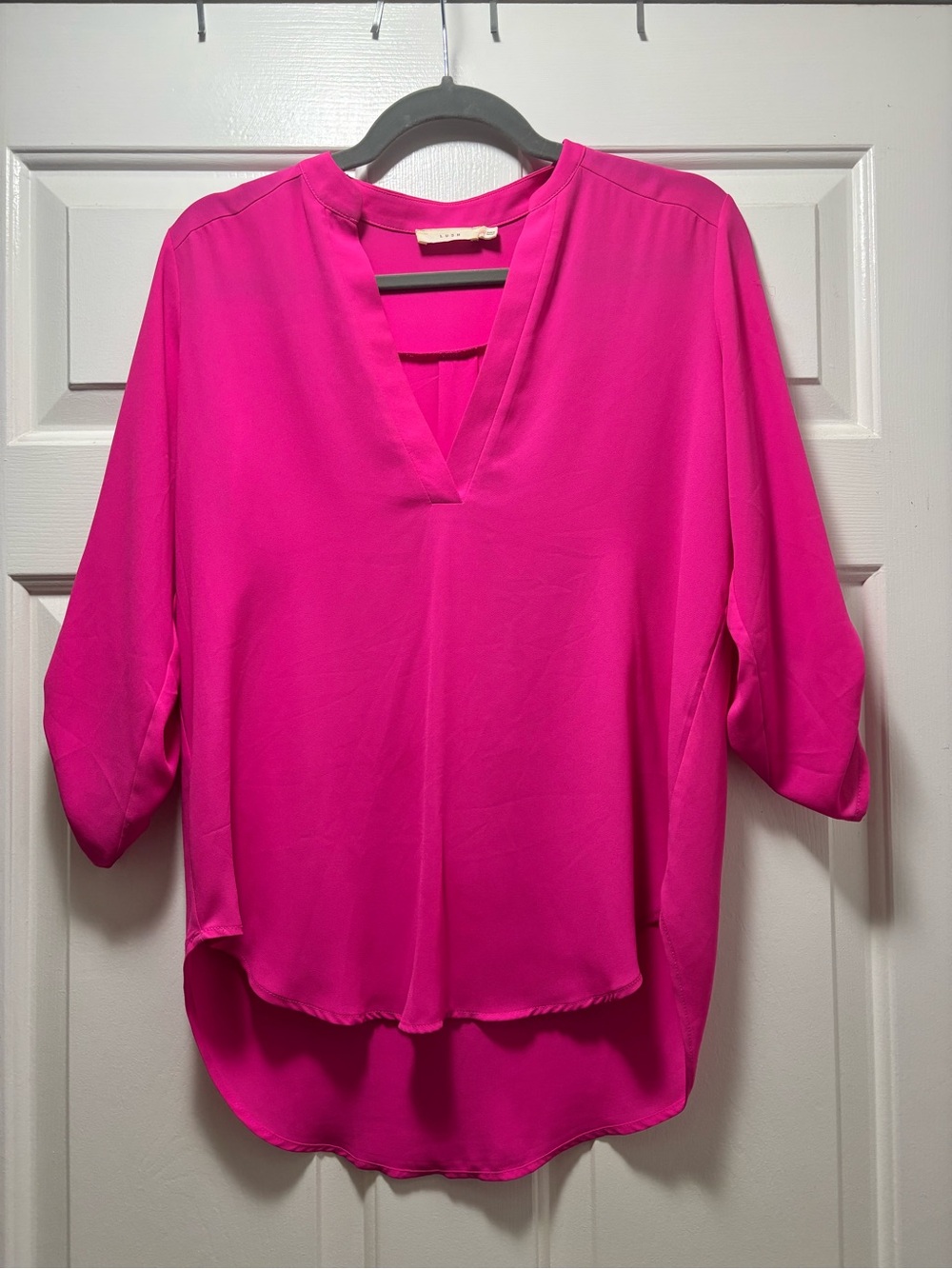 Lush Hot Pink V-Neck Dolman Sleeve Blouse